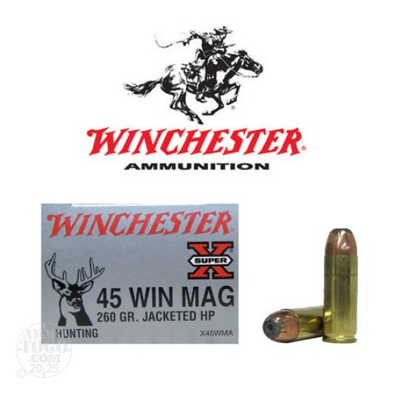 20rds - 45 Win Mag Winchester Super X 260gr. JHP Ammo