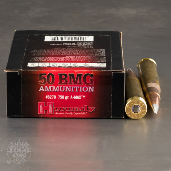100rds - 50 Cal. BMG Hornady 750gr. A-Max Match Ammo