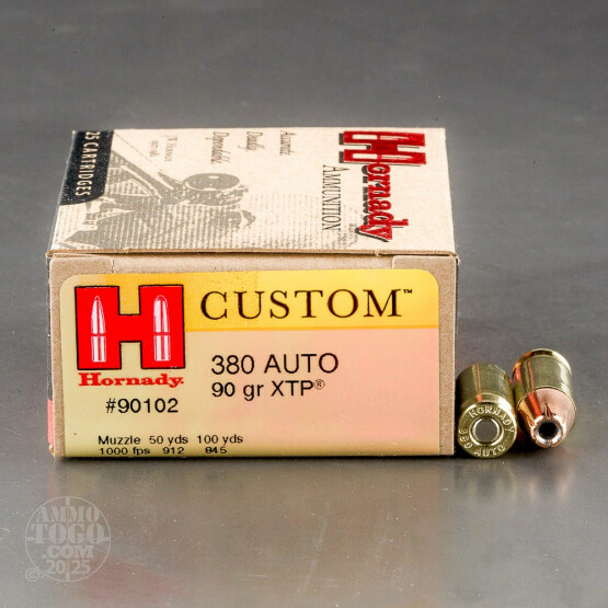 25rds - .380 Auto Hornady XTP 90gr. HP Ammo