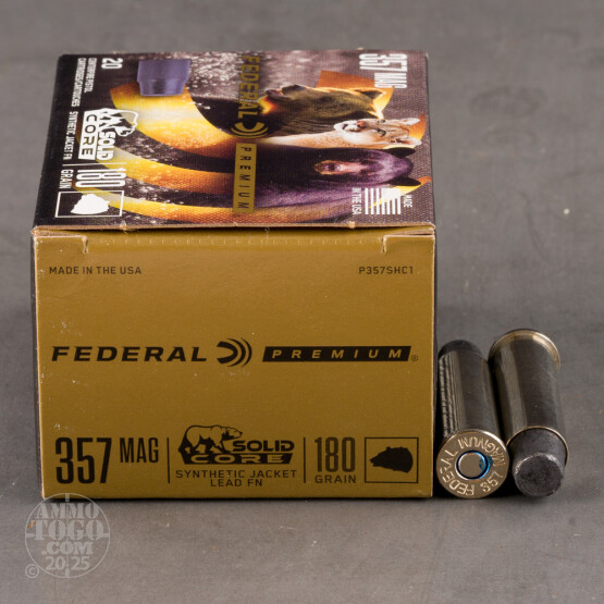 20rds – 357 Mag Federal Solid Core 180gr. Hard Cast Ammo