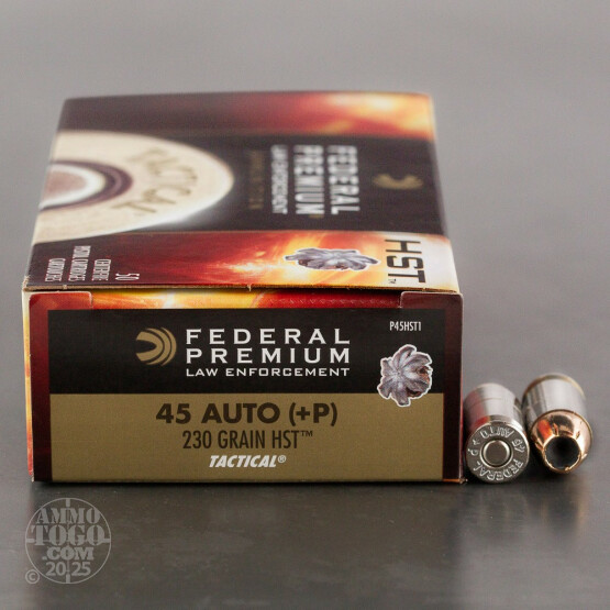 50rds - 45 ACP Federal LE Tactical HST 230gr. +P HP Ammo