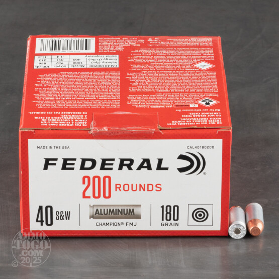 200rds – 40 S&W Federal Champion 180gr. FMJ Ammo