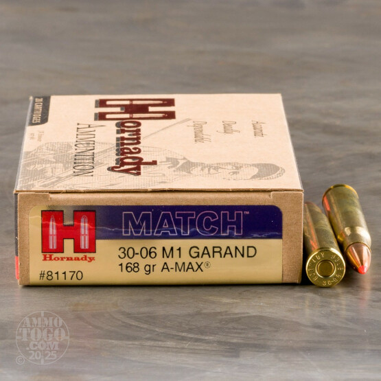 20rds - 30-06 Hornady Match M1 Garand 168gr. A-Max Ammo