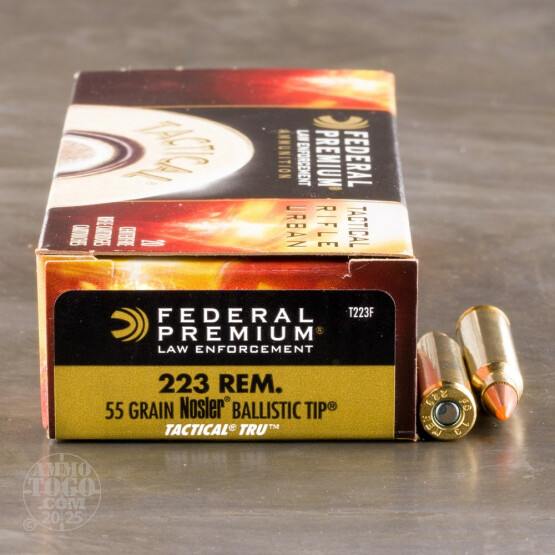 20rds – 223 Rem Federal LE Tactical TRU 55gr. Nosler Ballistic Tip Ammo