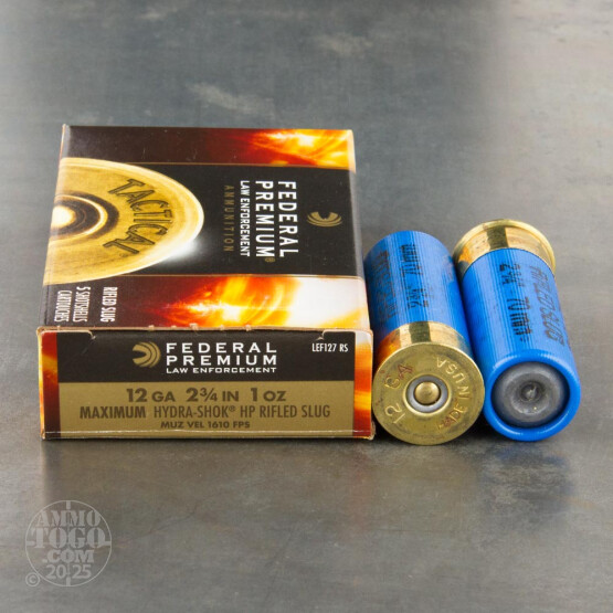 250rds – 12 Gauge Federal LE Tactical 2 3/4" 1oz. Hydra-Shok HP Rifled Slug Ammo