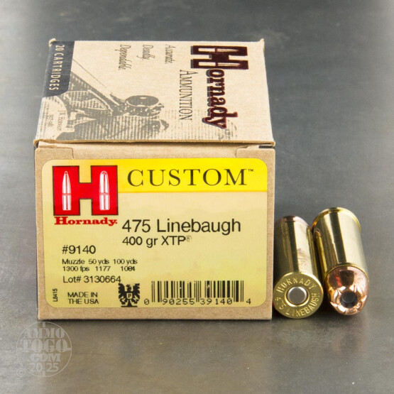 20rds - 475 LINEBAUGH Hornady Custom 400gr. XTP HP Ammo