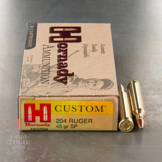 20rds - 204 Ruger Hornady Varmint Express 45gr. SP Ammo