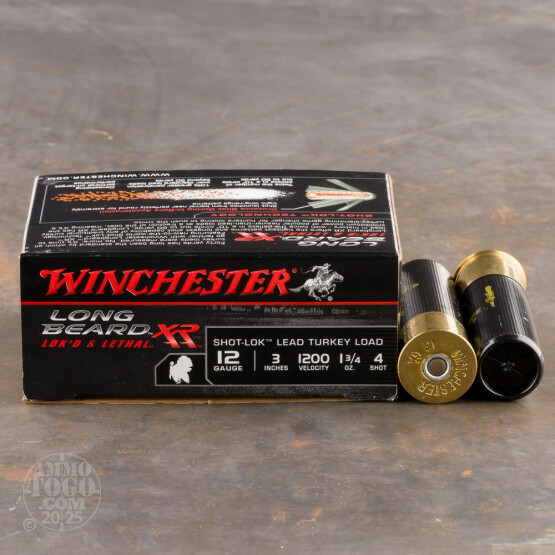 10rds - 12 Gauge Winchester Longbeard XR 3" 1 3/4oz. #4 Shot-Lok Lead Ammo