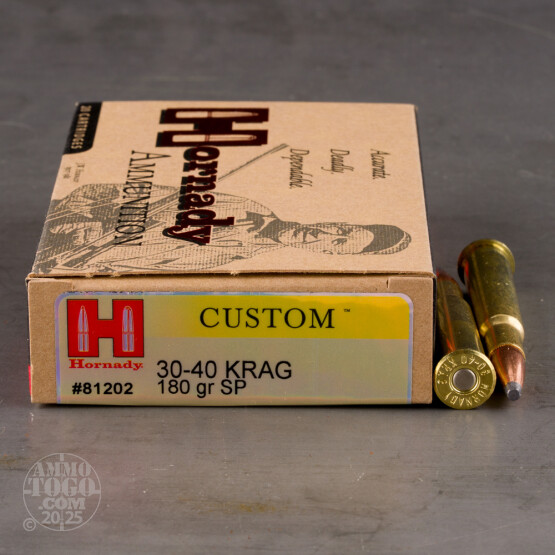 20rds – 30-40 Krag Hornady Custom 180gr. SP Ammo