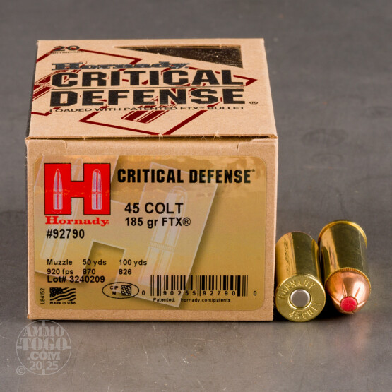 20rds - 45 Long Colt Hornady Critical Defense 185gr. FTX Ammo