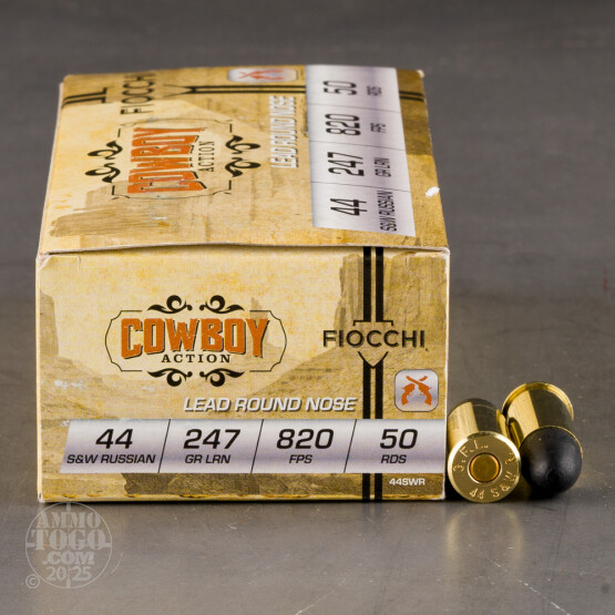 50rds - 44 S&W Russian Fiocchi 247gr. LRN GZN Ammo