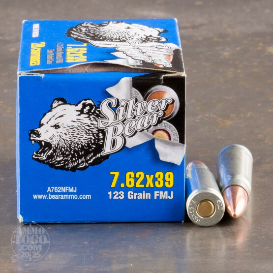 20rds - 7.62x39 Silver Bear 123gr. FMJ Ammo