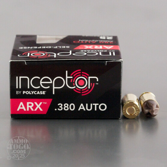 25rds – 380 Auto PolyCase Inceptor 56gr. ARX Ammo