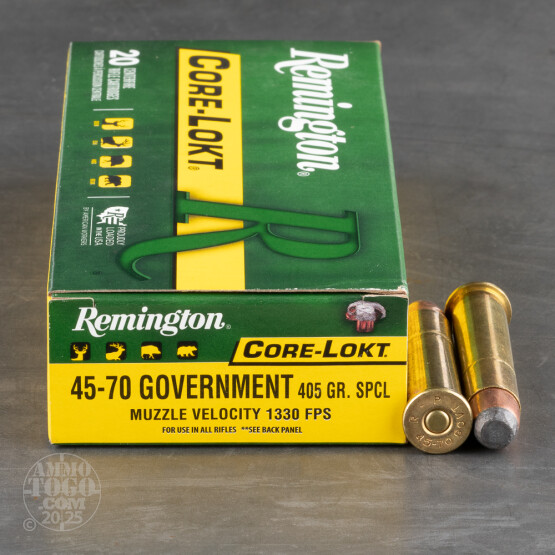 20rds - 45-70 Govt. Remington 405gr. Core-Lokt Soft Point Ammo