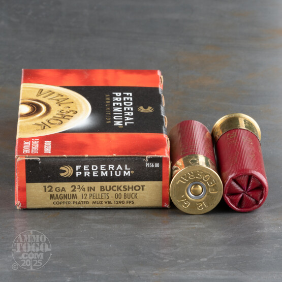 5rds - 12 Ga. Federal Vital-Shok 2 3/4" 12 Pell. 00 Buck Ammo