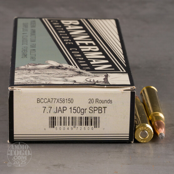 20rds – 7.7 Japanese Bannerman 150gr. SPBT Ammo