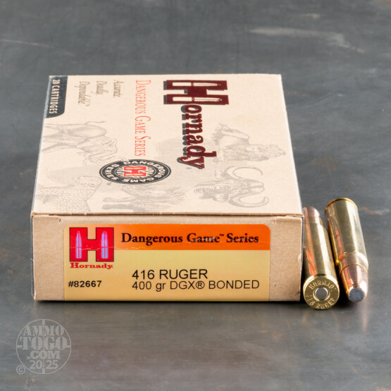 20rds - 416 Ruger Hornady 400gr. DGX Bonded Ammo