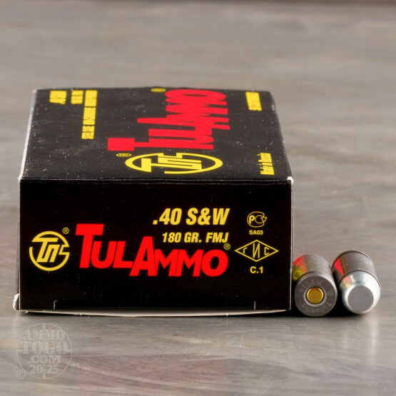 50rds - 40 S&W Tula 180gr. FMJ Ammo