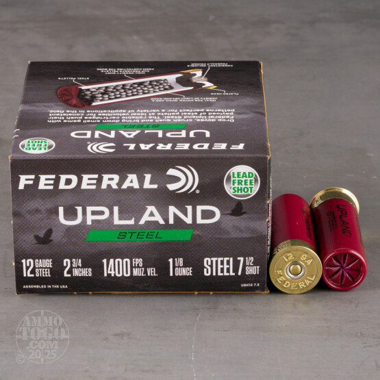 25rds – 12 Gauge Federal Upland Steel 2-3/4" 1-1/8oz. #7.5 Shot Ammo