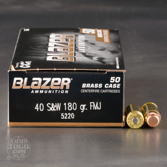 50rds - 40 S&W CCI Blazer Brass 180gr. FMJ Ammo