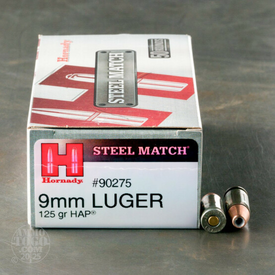 500rds - 9mm Hornady 125gr. HAP HP Ammo