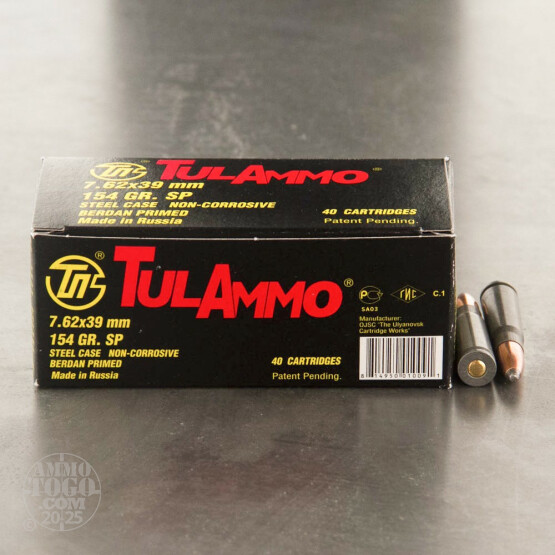 1000rds - 7.62x39 Tula 154gr. Soft Point Ammo