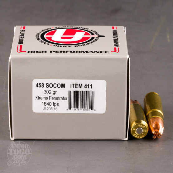 20rds – 458 SOCOM Underwood 302gr. Xtreme Penetrator Ammo
