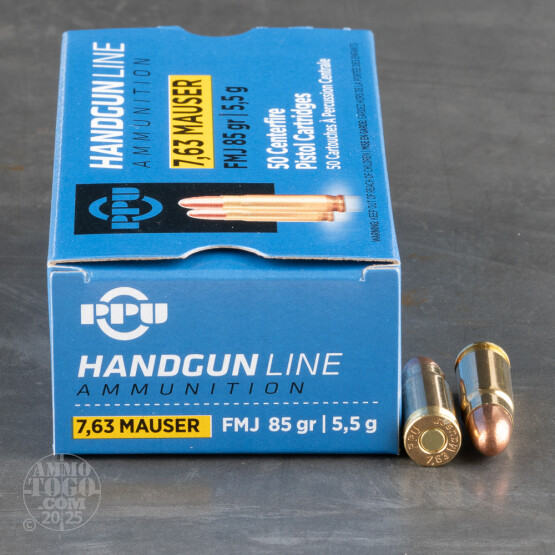 50rds - 7.63 Mauser Prvi Partizan 85gr. FMJ Ammo