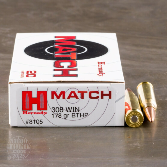 20rds - 308 Win. Hornady Match 178gr BTHP Ammo