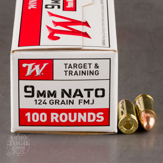 100rds – 9mm NATO Winchester 124gr. FMJ Ammo