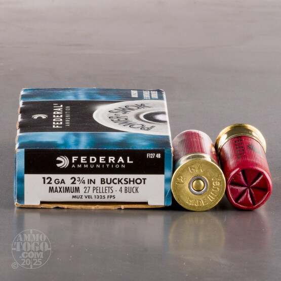 5rds - 12 Ga. Federal Power Shok 2 3/4" 27 Pellet  #4  Buck