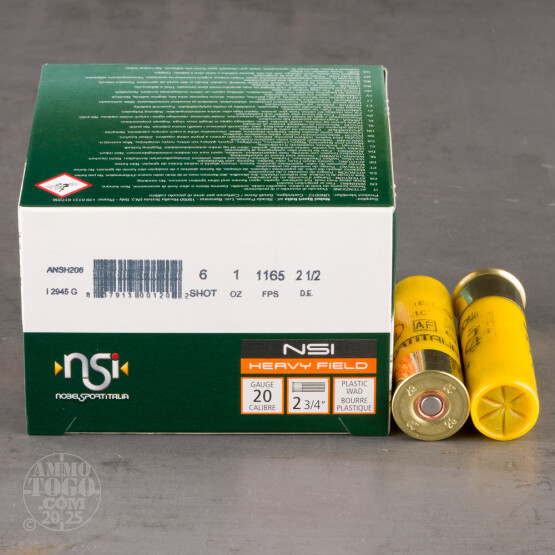 25rds - 20 Gauge NobelSport Hunting 2 3/4" 2 1/2 Dram 1oz. #6 Shot Ammo