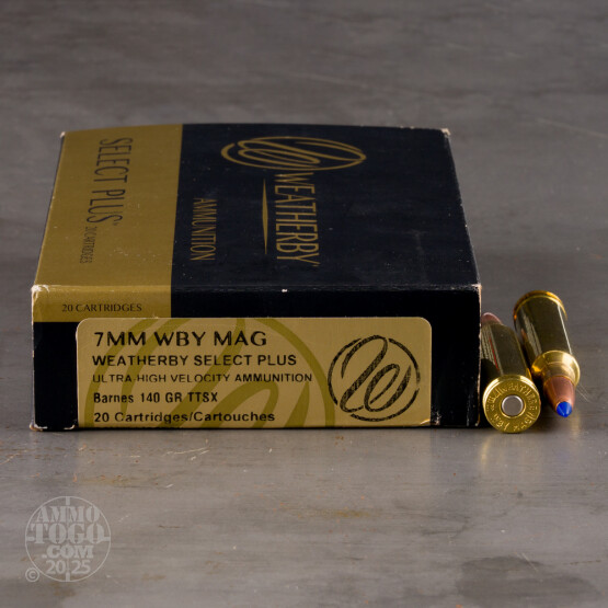 20rds – 7mm Weatherby Mag Weatherby Select Plus 140gr. TTSX Ammo
