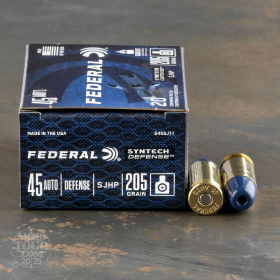 20rds – 45 ACP Federal Syntech Defense 205gr. SHP Ammo