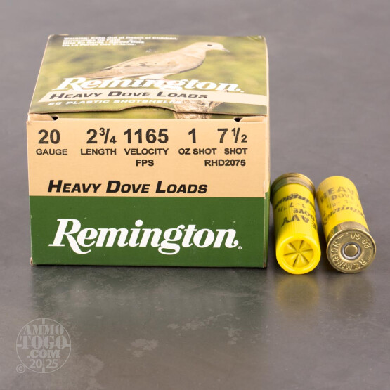 250rds - 20 Gauge Remington Heavy Dove Load 2 3/4" 1oz. #7 1/2 Shot Ammo