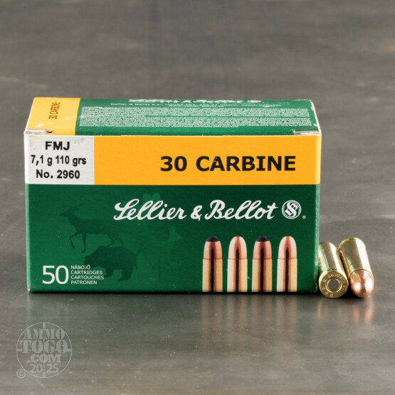 50rds - .30 Carbine Sellier & Bellot 110gr. FMJ Ammo
