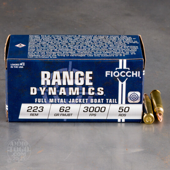 50rds – 223 Rem Fiocchi 62gr. FMJBT Ammo