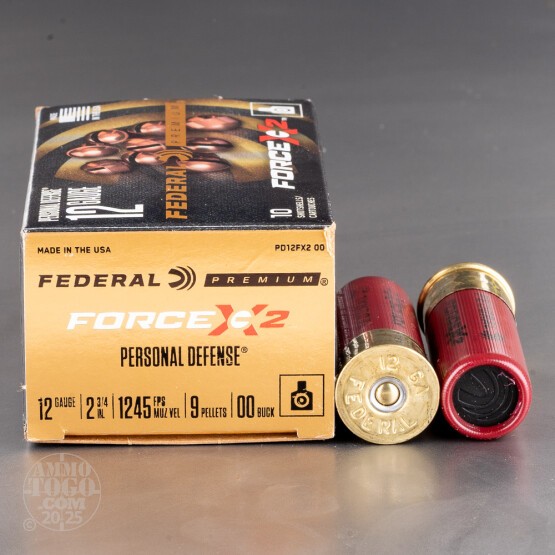 10rds – 12 Gauge Federal Force X2 2-3/4" 9 Pellets 00 Buckshot Ammo