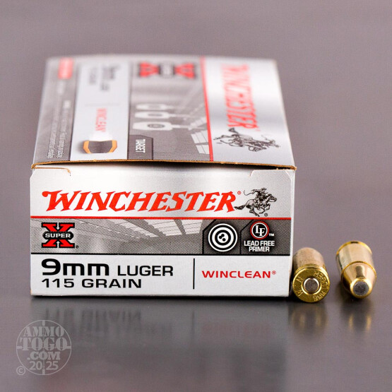 50rds - 9mm Winchester WinClean 115gr. Brass Enclosed Base (BEB)