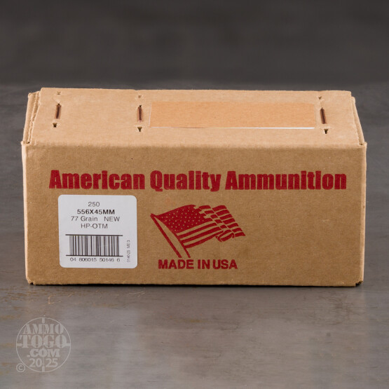 250rds – 5.56x45 American Quality Ammunition 77gr. OTM Ammo