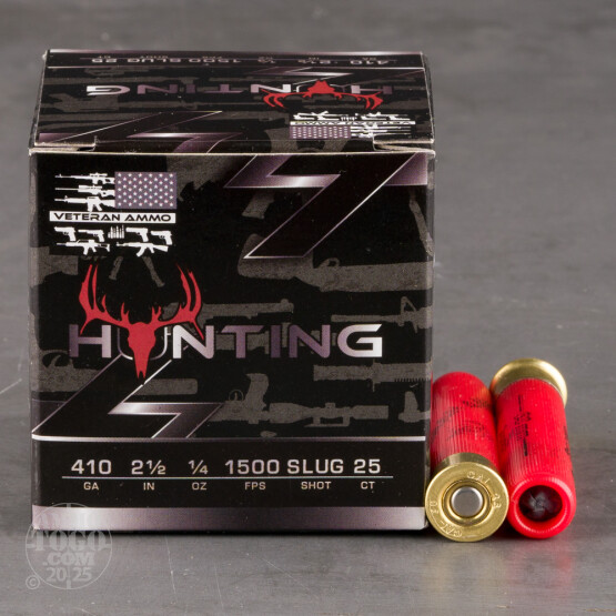 25rds – 410 Bore Veteran Ammo 2-1/2" 1/4oz. Rifled Slug Ammo