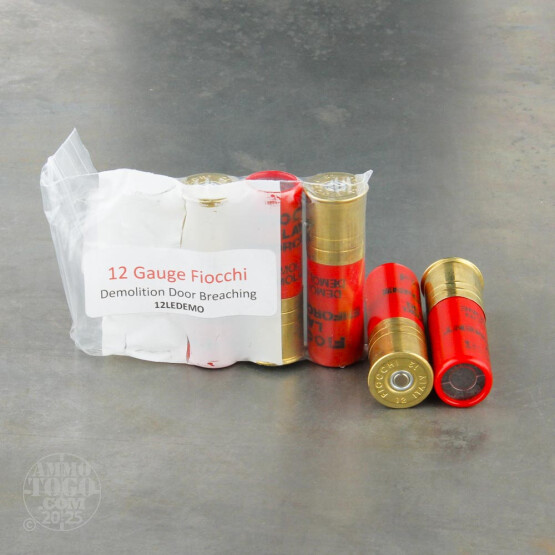 5rds - 12 Gauge Fiocchi Demolition Door/Lock Breaching Ammo 2 3/4