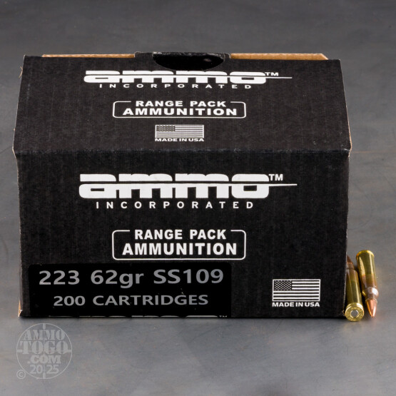 200rds – 223 Rem Ammo Inc. 62gr. FMJ SS109 Ammo