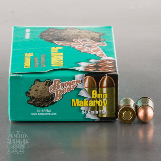 50rds – 9x18 Makarov  Brown Bear 94gr. FMJ Ammo
