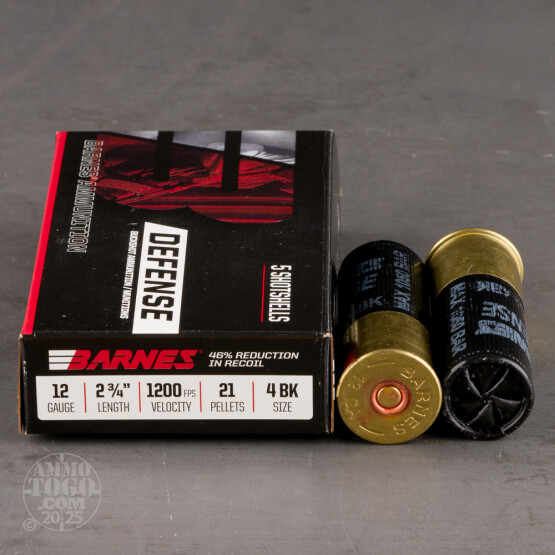 5rds – 12 Gauge Barnes Defense 2-3/4" 21 Pellet #4 Buckshot Ammo