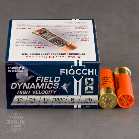 250rds - 12 Gauge Fiocchi Optima Specific HV 2 3/4" 1 1/4oz. #8 Shot Ammo