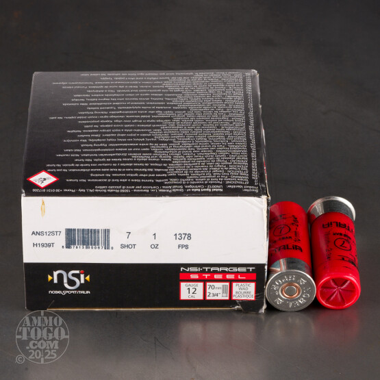 25rds – 12 Gauge NobelSport 2-3/4" 1oz. #7 Steel Shot Ammo
