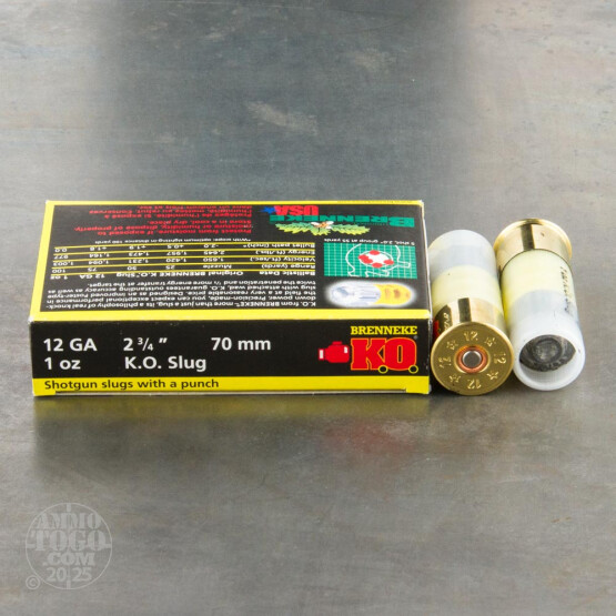 5rds - 12 Gauge Brenneke K.O. 1oz. Slug Ammo