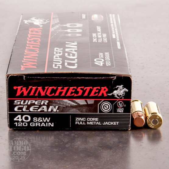 500rds – 40 S&W Winchester Super Clean 120gr. Lead-Free FMJ Ammo