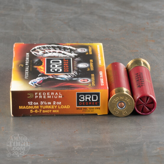 5rds - 12 Gauge Federal 3rd Degree 2 Ounce 3 1/2" #5/6/7 Shot Ammo